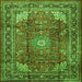 Round Machine Washable Persian Green Traditional Area Rugs, wshtr1385grn