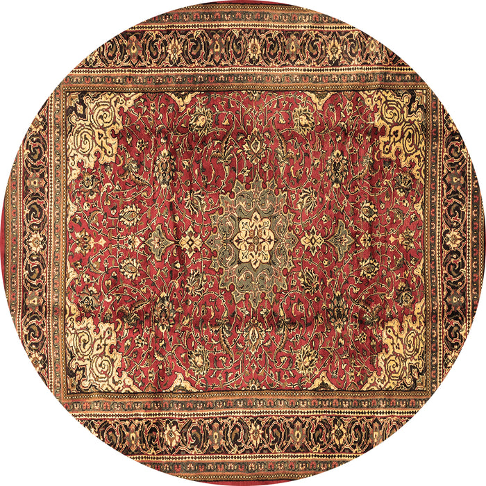 Round Machine Washable Persian Brown Traditional Rug, wshtr1385brn