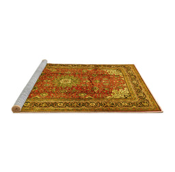 Sideview of Machine Washable Persian Yellow Traditional Rug, wshtr1385yw