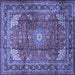 Square Machine Washable Persian Blue Traditional Rug, wshtr1385blu