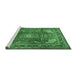 Sideview of Machine Washable Persian Emerald Green Traditional Area Rugs, wshtr1385emgrn