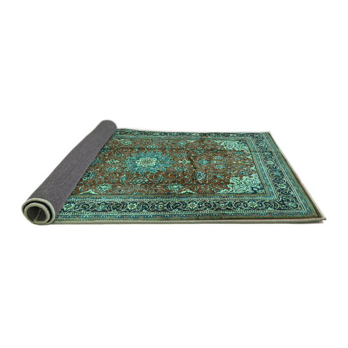 Sideview of Persian Turquoise Traditional Rug, tr1385turq