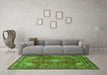 Machine Washable Persian Green Traditional Area Rugs in a Living Room,, wshtr1385grn