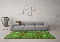 Machine Washable Persian Green Traditional Rug, wshtr1385grn