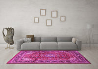 Machine Washable Persian Pink Traditional Rug, wshtr1385pnk