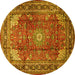 Round Machine Washable Persian Yellow Traditional Rug, wshtr1385yw