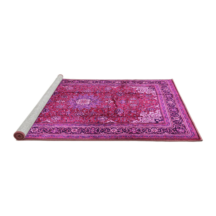 Sideview of Machine Washable Persian Pink Traditional Rug, wshtr1385pnk