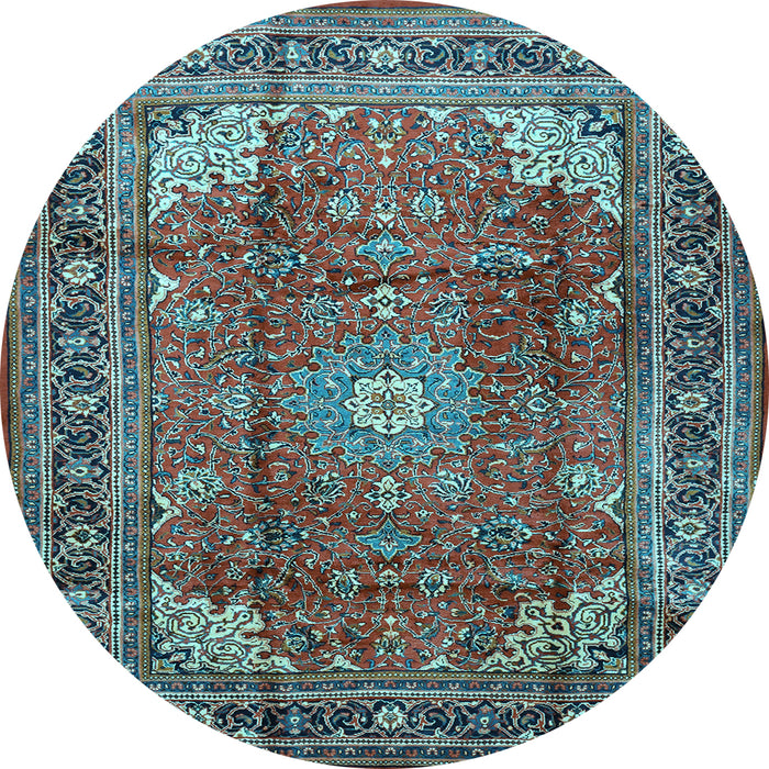 Round Machine Washable Persian Light Blue Traditional Rug, wshtr1385lblu