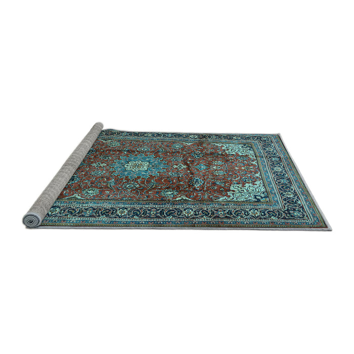 Sideview of Machine Washable Persian Light Blue Traditional Rug, wshtr1385lblu