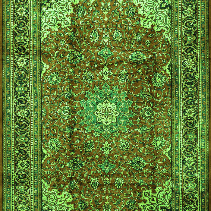 Serging Thickness of Machine Washable Persian Green Traditional Area Rugs, wshtr1385grn