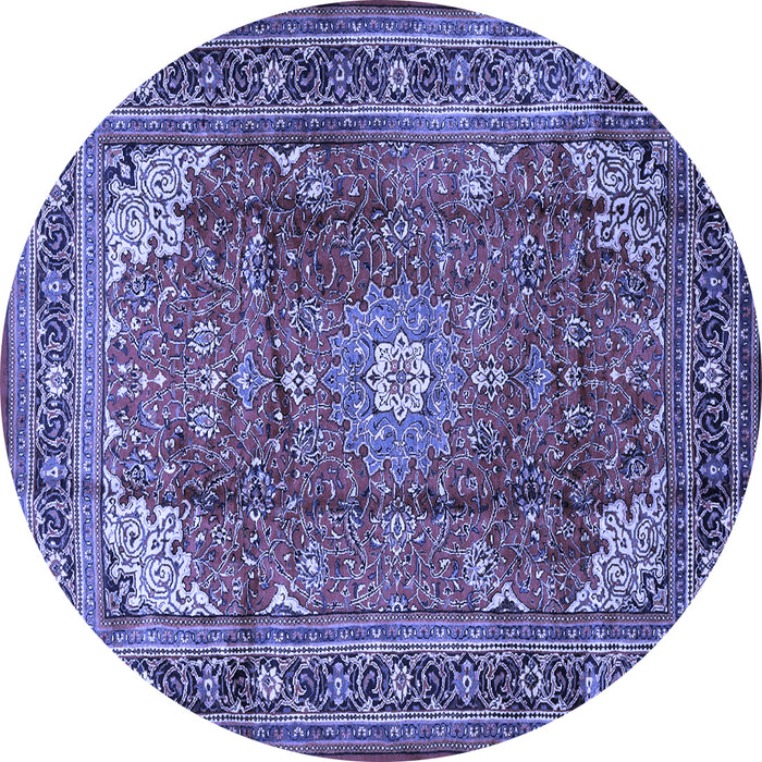 Round Machine Washable Persian Blue Traditional Rug, wshtr1385blu