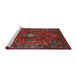 Sideview of Machine Washable Traditional Cranberry Red Rug, wshtr1386