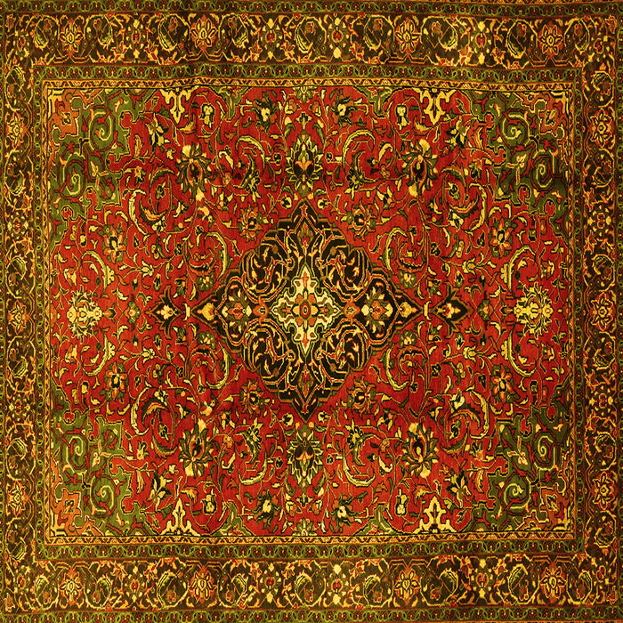 Square Medallion Yellow Traditional Rug, tr1386yw