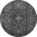 Machine Washable Medallion Gray Traditional Rug, wshtr1386gry