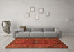 Machine Washable Medallion Orange Traditional Area Rugs in a Living Room, wshtr1386org