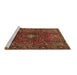 Sideview of Machine Washable Medallion Brown Traditional Rug, wshtr1386brn