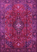 Machine Washable Medallion Pink Traditional Rug, wshtr1386pnk