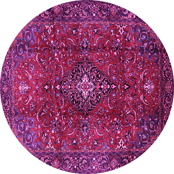 Round Medallion Pink Traditional Rug, tr1386pnk