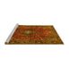 Sideview of Machine Washable Medallion Yellow Traditional Rug, wshtr1386yw