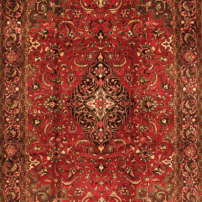 Serging Thickness of Machine Washable Medallion Orange Traditional Area Rugs, wshtr1386org