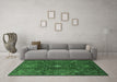 Machine Washable Medallion Emerald Green Traditional Area Rugs in a Living Room,, wshtr1386emgrn