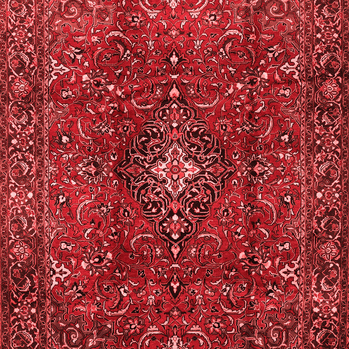 Machine Washable Medallion Red Traditional Rug, wshtr1386red