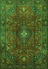 Medallion Green Traditional Rug, tr1386grn