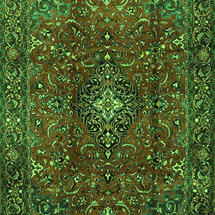 Medallion Green Traditional Rug, tr1386grn