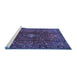 Sideview of Machine Washable Medallion Blue Traditional Rug, wshtr1386blu