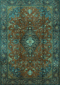 Medallion Turquoise Traditional Rug, tr1386turq