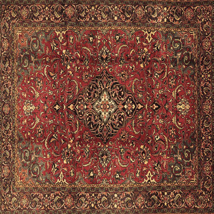 Square Medallion Brown Traditional Rug, tr1386brn