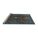 Sideview of Machine Washable Medallion Light Blue Traditional Rug, wshtr1386lblu