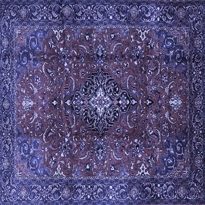 Square Medallion Blue Traditional Rug, tr1386blu
