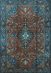 Medallion Light Blue Traditional Rug, tr1386lblu