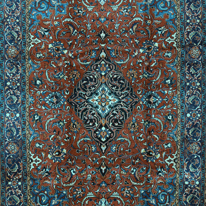 Medallion Light Blue Traditional Rug, tr1386lblu