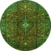 Machine Washable Medallion Green Traditional Area Rugs, wshtr1386grn