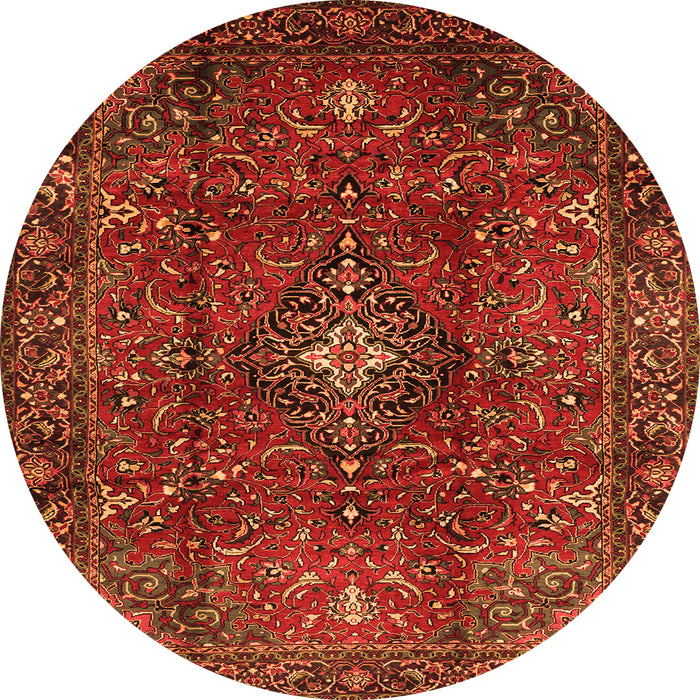 Square Medallion Orange Traditional Rug, tr1386org