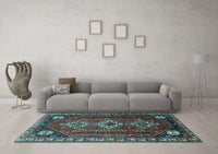 Machine Washable Persian Light Blue Traditional Rug, wshtr1387lblu