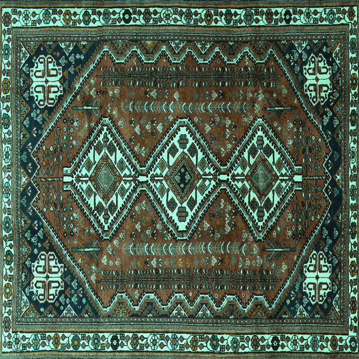 Square Machine Washable Persian Turquoise Traditional Area Rugs, wshtr1387turq