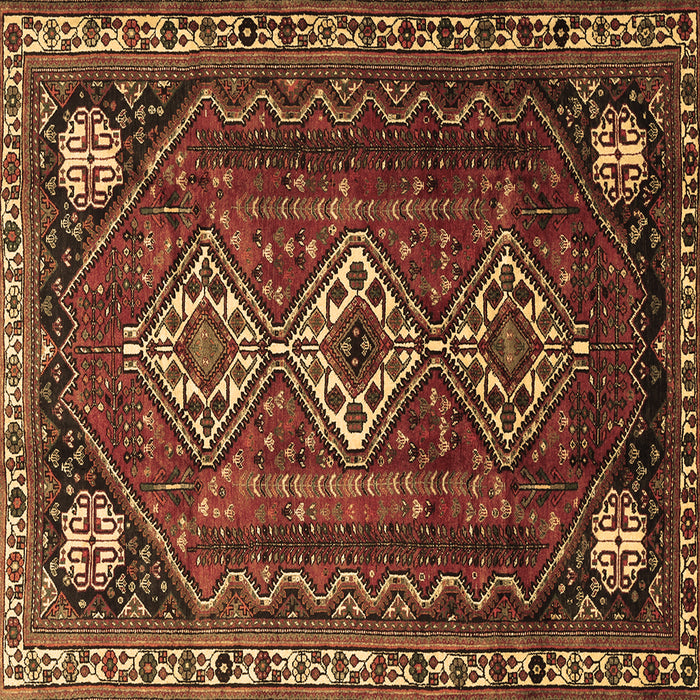Square Persian Brown Traditional Rug, tr1387brn