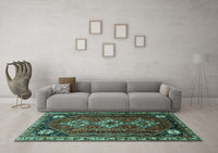 Machine Washable Persian Turquoise Traditional Rug, wshtr1387turq