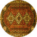 Round Machine Washable Persian Yellow Traditional Rug, wshtr1387yw