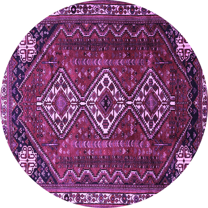 Round Persian Purple Traditional Rug, tr1387pur