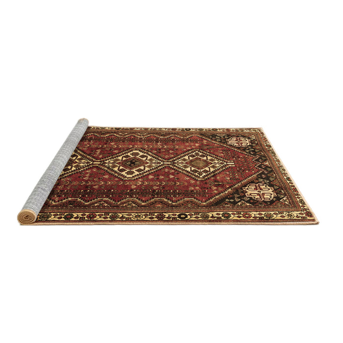 Sideview of Machine Washable Persian Brown Traditional Rug, wshtr1387brn