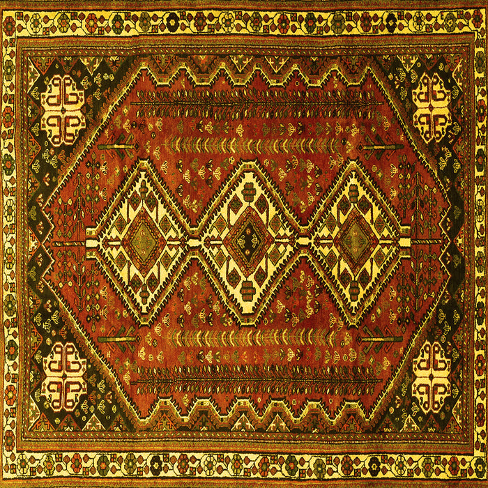 Square Machine Washable Persian Yellow Traditional Rug, wshtr1387yw