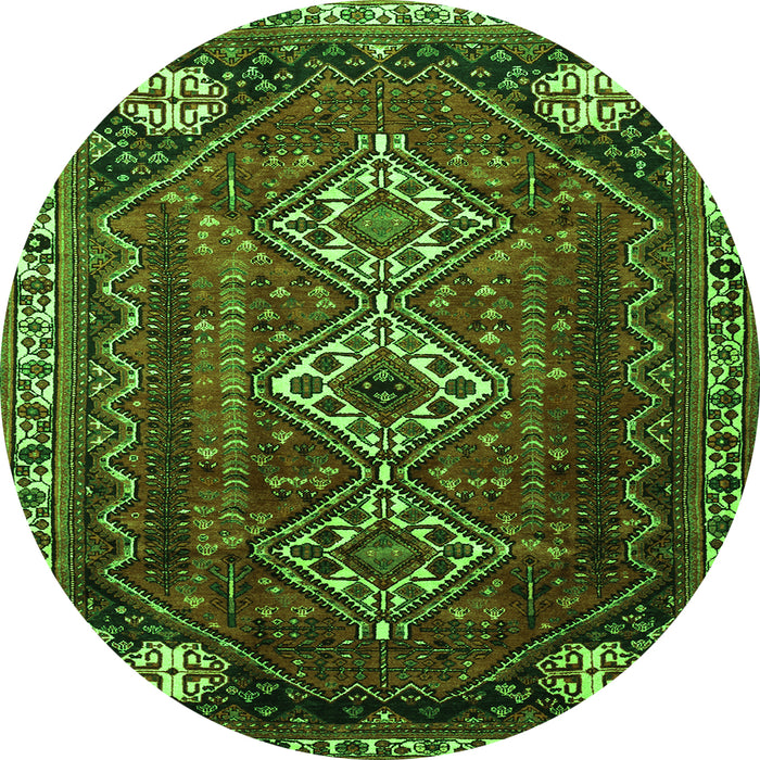Square Persian Green Traditional Rug, tr1387grn