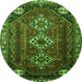 Square Persian Green Traditional Rug, tr1387grn