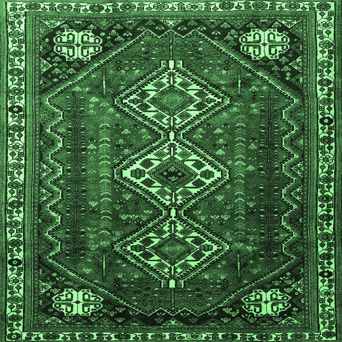 Square Persian Emerald Green Traditional Rug, tr1387emgrn