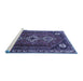 Sideview of Machine Washable Persian Blue Traditional Rug, wshtr1387blu