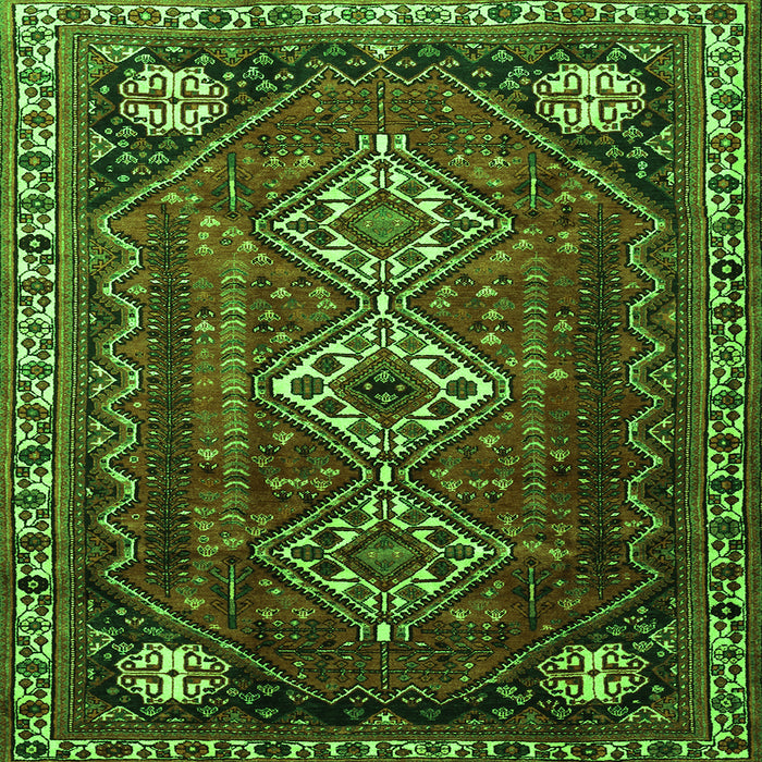 Round Machine Washable Persian Green Traditional Area Rugs, wshtr1387grn
